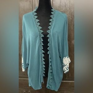 Xhilaration green lace trimmed jacket-size large
